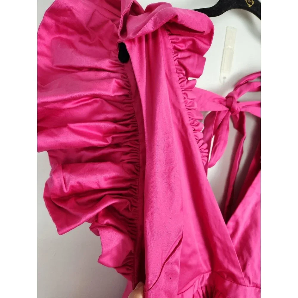 Making The Cut Women's 2X Magenta Ruffle Hi/Lo Midi Dress NWT - Picture 7 of 12